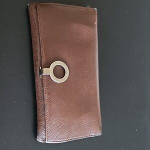Brown Leather Wallet with Silver Accent